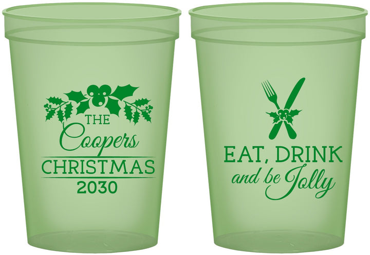 Custom Christmas 16 oz Glow In The Dark Cups - Eat Drink And Be Jolly | 280033