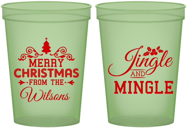 Custom Christmas 16 oz Glow In The Dark Cups - Jingle And Mingle | 280034