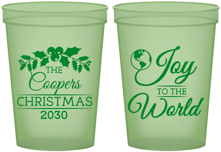 Custom Christmas 16 oz Glow In The Dark Cups - Joy To The World | 280035