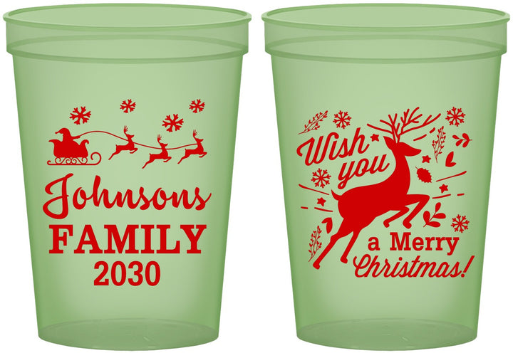 Custom Christmas 16 oz Glow In The Dark Cups - Reindeer | 280044