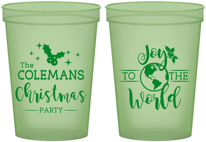 Custom Christmas 16 oz Glow In The Dark Cups - Joy To The World | 280045