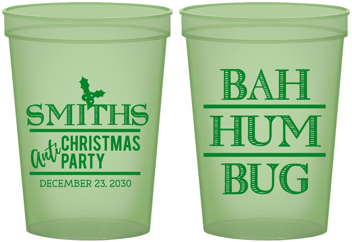 Custom Christmas 16 oz Glow In The Dark Cups - Bah Hum Bug | 280057