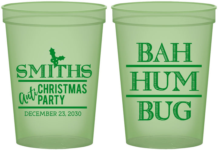 Custom Christmas 16 oz Glow In The Dark Cups - Bah Hum Bug | 280057