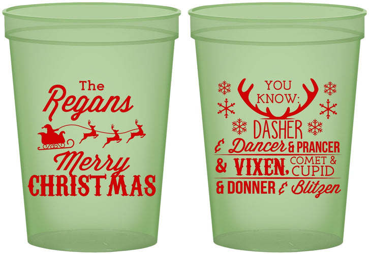 Custom Christmas 16 oz Glow In The Dark Cups - Reindeer | 280062