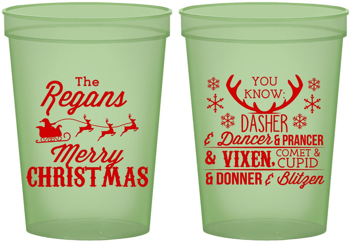 Custom Christmas 16 oz Glow In The Dark Cups - Reindeer | 280062