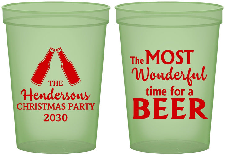 Custom Christmas 16 oz Glow In The Dark Cups - Wonderful Time For A Beer | 280064