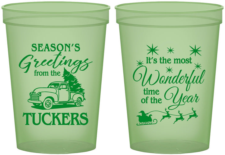 Custom Christmas 16 oz Glow In The Dark Cups - Season Greetings | 280071