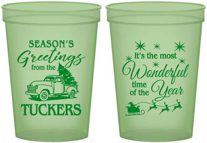 Custom Christmas 16 oz Glow In The Dark Cups - Season Greetings | 280071