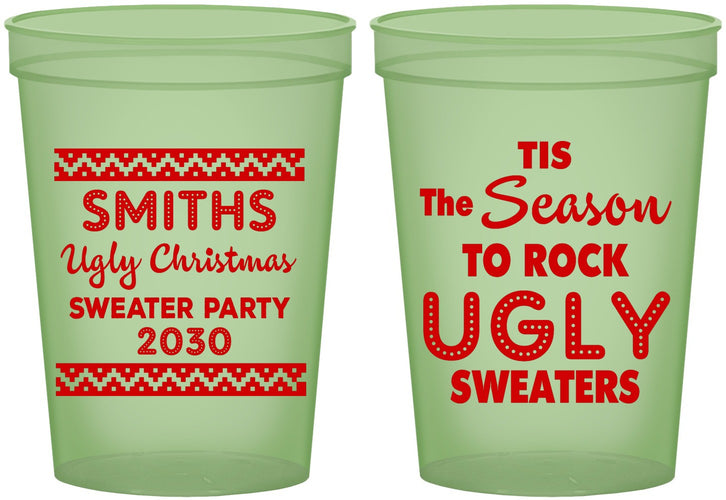 Custom Christmas 16 oz Glow In The Dark Cups - Ugly Sweater | 280080