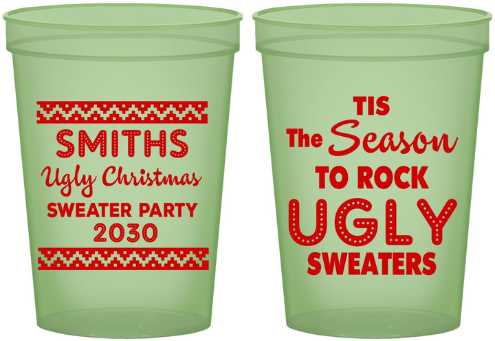 Custom Christmas 16 oz Glow In The Dark Cups - Ugly Sweater | 280080