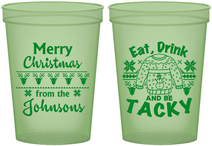 Custom Christmas 16 oz Glow In The Dark Cups - Eat Drink Tacky | 280081