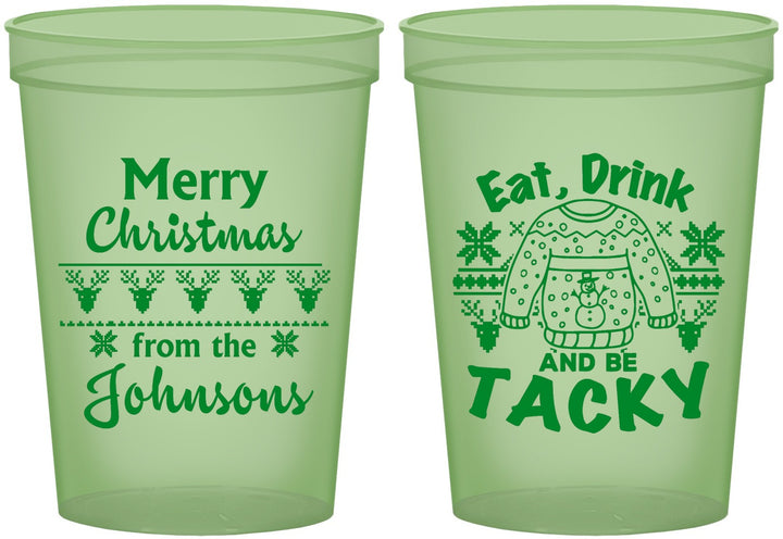 Custom Christmas 16 oz Glow In The Dark Cups - Eat Drink Tacky | 280081