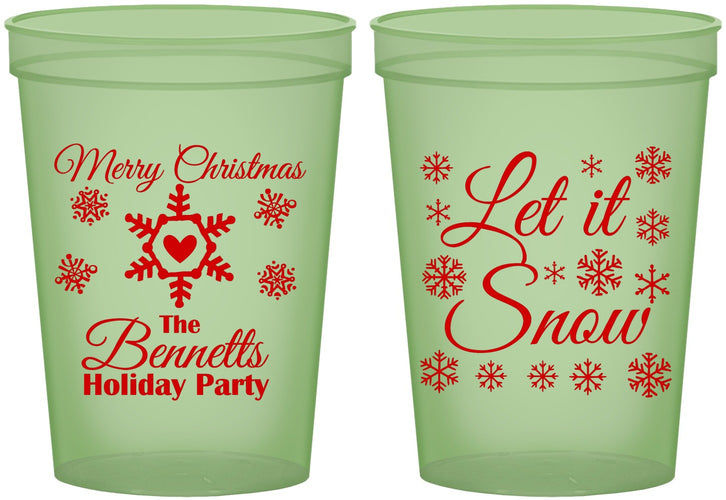 Custom Christmas 16 oz Glow In The Dark Cups - Let Is Snow | 280088