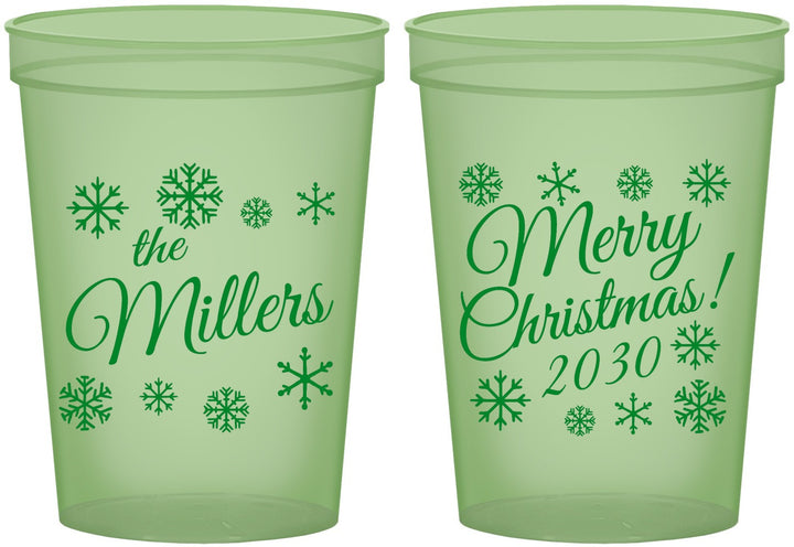 Custom Christmas 16 oz Glow In The Dark Cups - Snowflakes | 280089