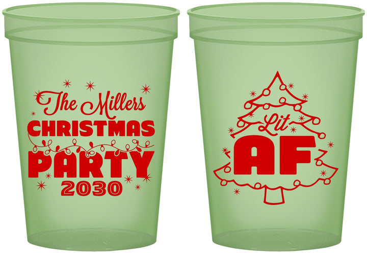 Custom Christmas 16 oz Glow In The Dark Cups - Lit Af | 280090