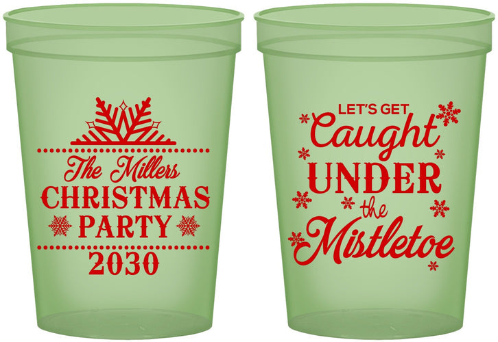 Custom Christmas 16 oz Glow In The Dark Cups - Mistletoe | 280092