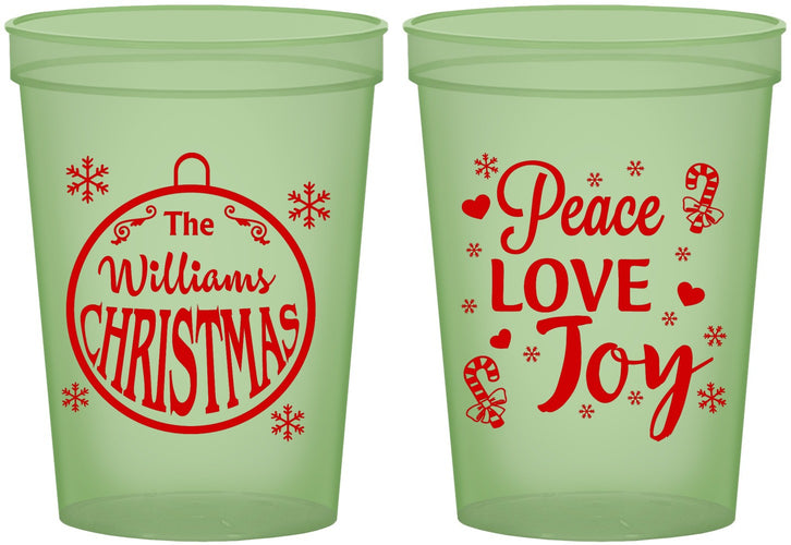 Custom Christmas 16 oz Glow In The Dark Cups - Peace Joy Love | 280094