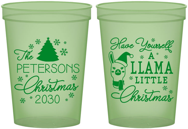 Custom Christmas 16 oz Glow In The Dark Cups - Llama | 280095
