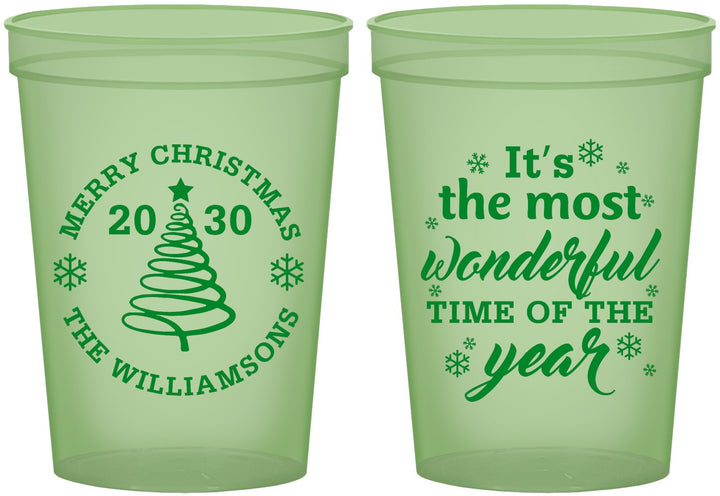 Custom Christmas 16 oz Glow In The Dark Cups - Wonderful Time For A Beer | 280099