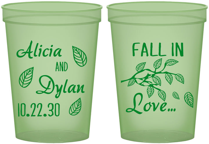 Custom Wedding 16 oz Glow In The Dark Cups - Fall In Love | 283