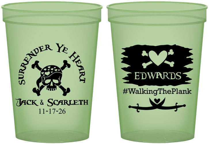Custom Wedding 16 oz Glow In The Dark Cups - Pirate | 286