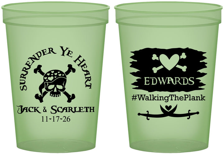 Custom Wedding 16 oz Glow In The Dark Cups - Pirate | 286