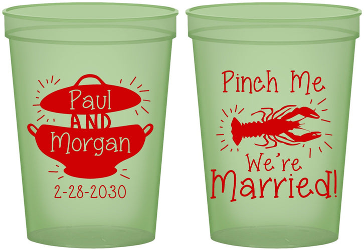Custom Wedding 16 oz Glow In The Dark Cups - Crawfish Boil | 288