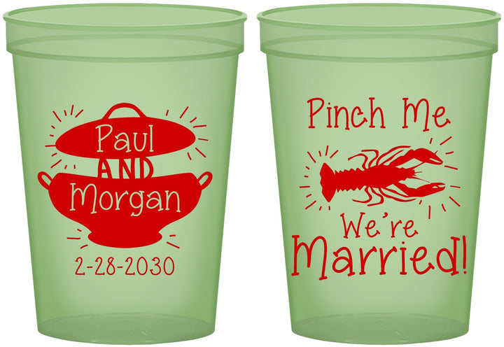 Custom Wedding 16 oz Glow In The Dark Cups - Crawfish Boil | 288