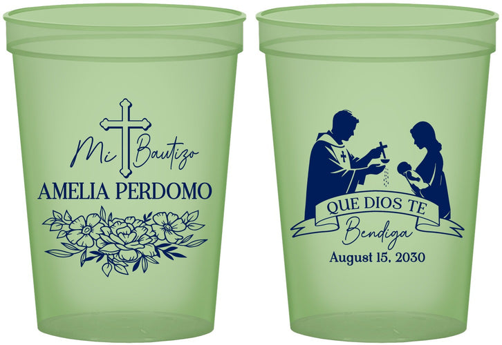 Custom Baptism 16 oz Glow In The Dark Cups - Mi Bautizo | 290001