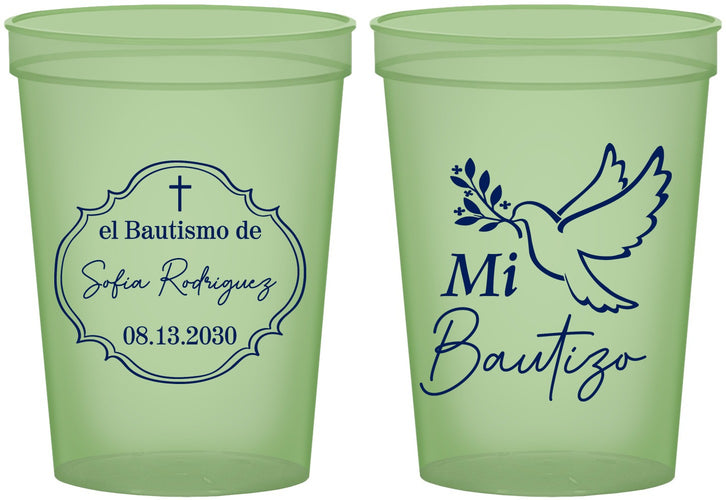 Custom Baptism 16 oz Glow In The Dark Cups - Mi Bautizo | 290002