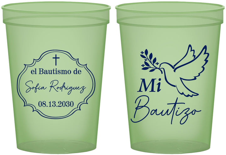 Custom Baptism 16 oz Glow In The Dark Cups - Mi Bautizo | 290002