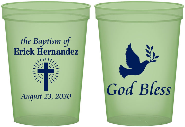Custom Baptism 16 oz Glow In The Dark Cups - God Bless | 290005