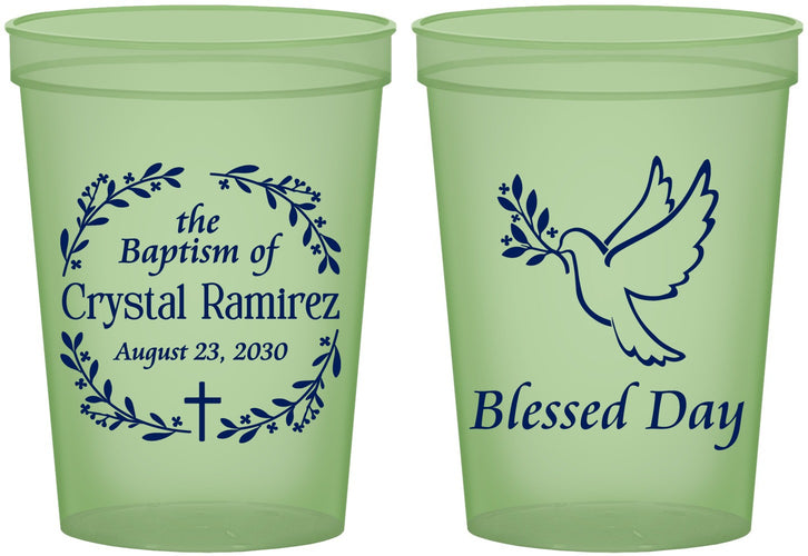 Custom Baptism 16 oz Glow In The Dark Cups - Blessed Day | 290006