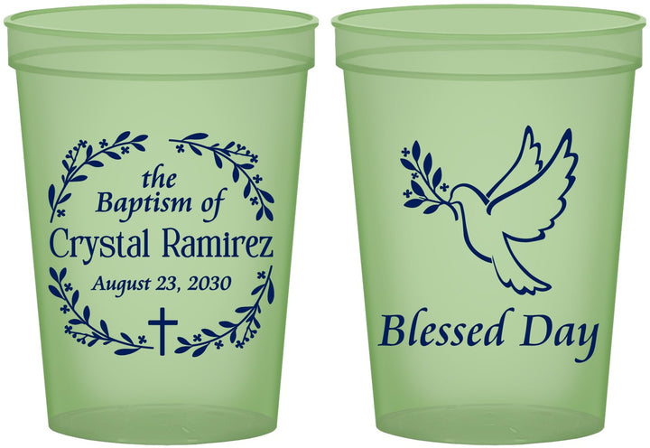 Custom Baptism 16 oz Glow In The Dark Cups - Blessed Day | 290006