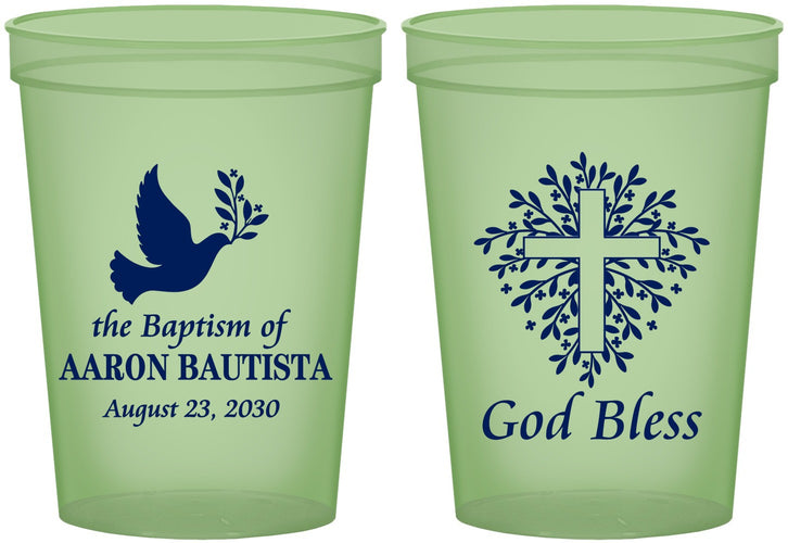 Custom Baptism 16 oz Glow In The Dark Cups - God Bless | 290007