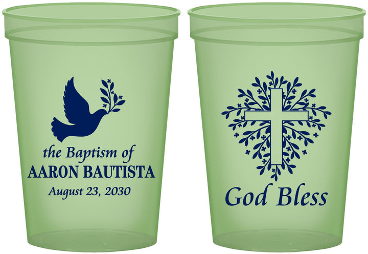 Custom Baptism 16 oz Glow In The Dark Cups - God Bless | 290007
