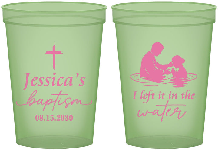Custom Baptism 16 oz Glow In The Dark Cups - I Left It In The Water | 290008