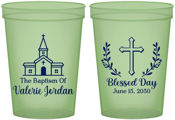 Custom Baptism 16 oz Glow In The Dark Cups - Blessed Day | 290009