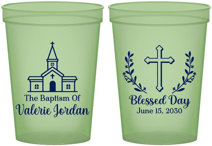 Custom Baptism 16 oz Glow In The Dark Cups - Blessed Day | 290009