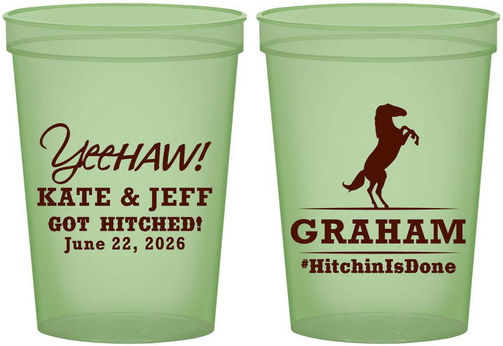 Custom Wedding 16 oz Glow In The Dark Cups - Got Hitched | 296
