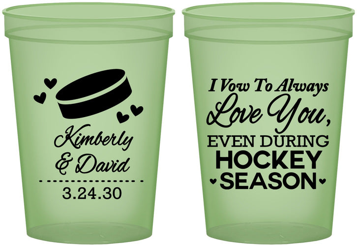 Custom Wedding 16 oz Glow In The Dark Cups - Hockey | 300