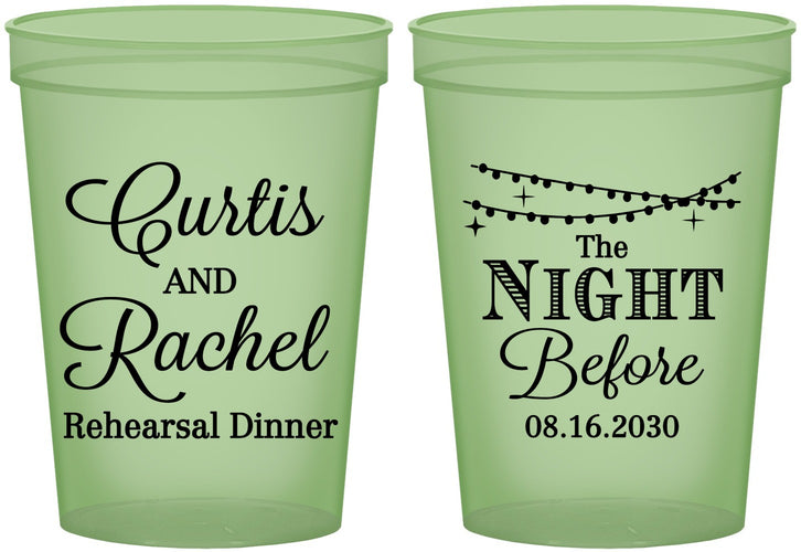 Custom Rehearsal Dinner 16 oz Glow In The Dark Cups - The Night Before | 30006