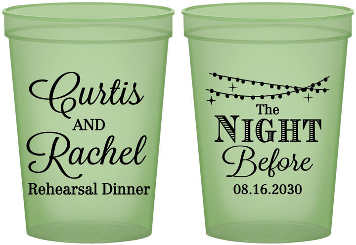 Custom Rehearsal Dinner 16 oz Glow In The Dark Cups - The Night Before | 30006