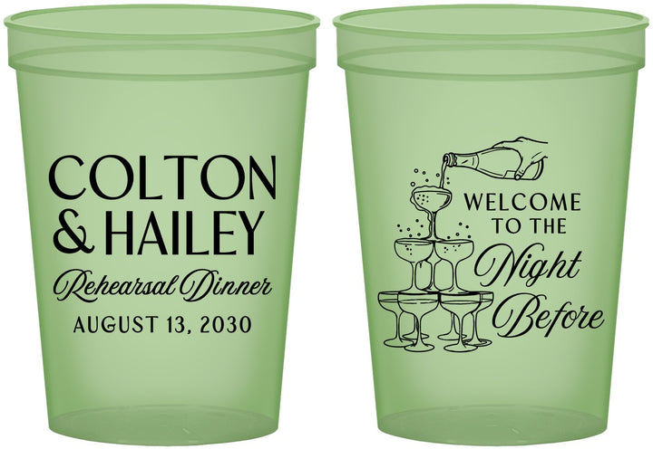 Custom Rehearsal Dinner 16 oz Glow In The Dark Cups - The Night Before | 30007