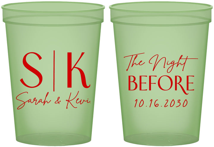 Custom Rehearsal Dinner 16 oz Glow In The Dark Cups - The Night Before | 30009