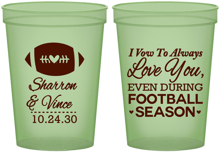 Custom Wedding 16 oz Glow In The Dark Cups - Football | 302