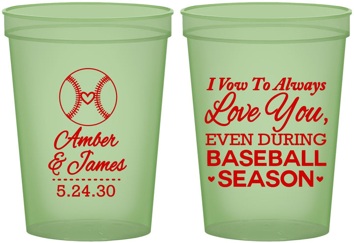 Custom Wedding 16 oz Glow In The Dark Cups - Baseball | 303