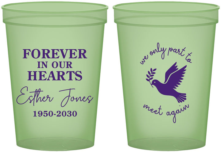 Custom Memorial 16 oz Glow In The Dark Cups - Forever In Our Hearts | 310003