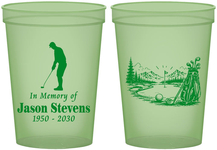 Custom Memorial 16 oz Glow In The Dark Cups - Heavens Finest Fairways | 310009