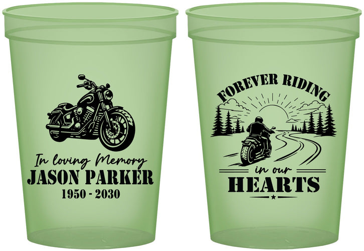 Custom Memorial 16 oz Glow In The Dark Cups - Riding In Our Hearts | 310014